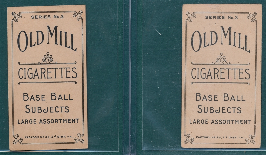 1910 T210-3 Pendleton & Williams, Lot of (2) Old Mill Cigarettes