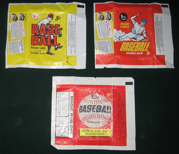 1966-68 Topps Baseball Wax Wrappers, Lot of (3)