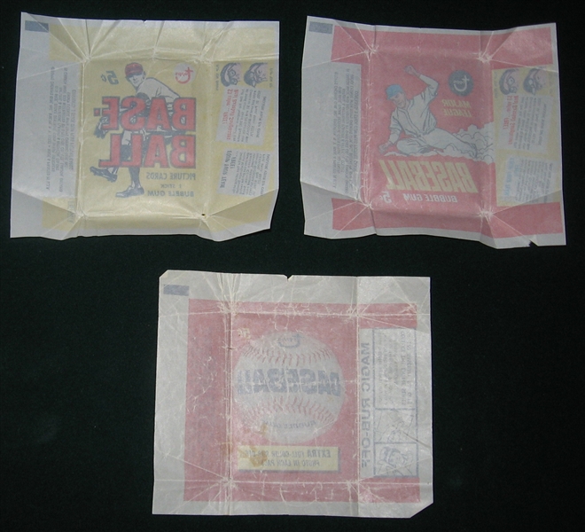 1966-68 Topps Baseball Wax Wrappers, Lot of (3)