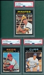 1971 Topps #14 Concepcion, #110 Mazeroski & #248 Wilhelm, Lot of (3) PSA 