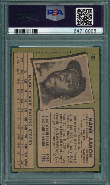 1971 Topps #400 Hank Aaron PSA 5