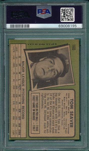 1971 Topps #160 Tom Seaver PSA 6