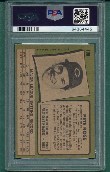 1971 Topps #100 Pete Rose PSA 5