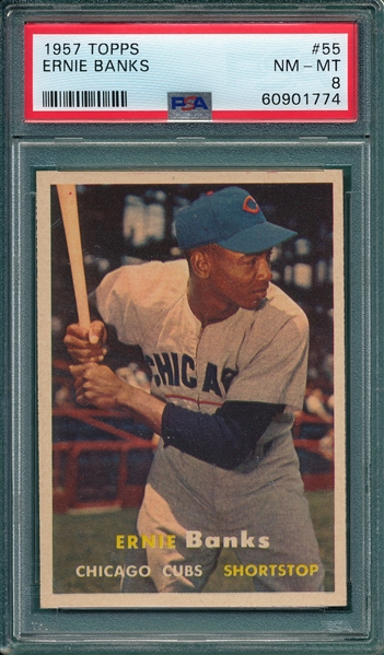 1957 Topps #55 Ernie Banks PSA 8