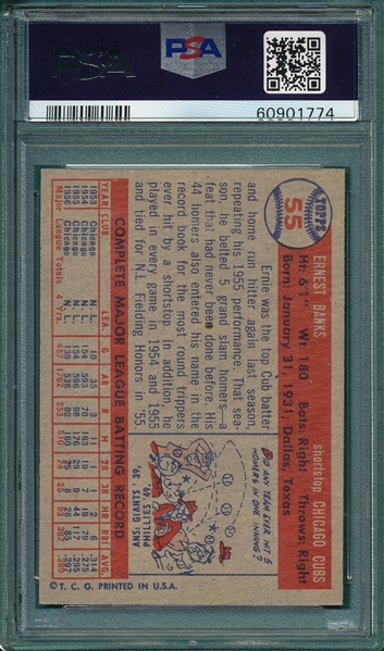 1957 Topps #55 Ernie Banks PSA 8