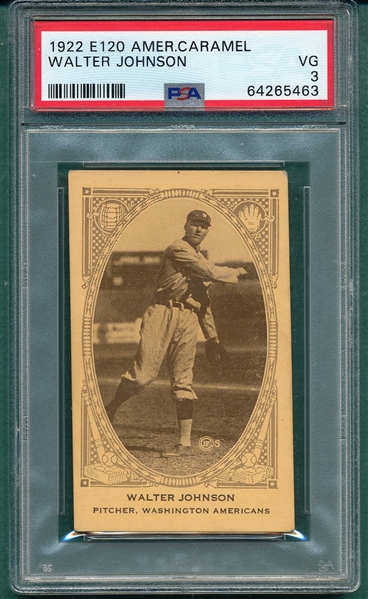 1922 E120 Walter Johnson American Caramel Co. PSA 3