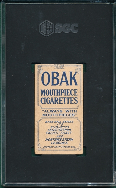 1910 T212-2 Brackenridge Obak Cigarettes SGC 1