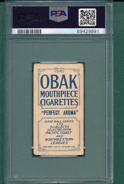 1910 T212-2 Brooks Obak Cigarettes PSA 2.5