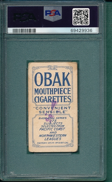 1910 T212-2 Ostdiek Obak Cigarettes PSA 2