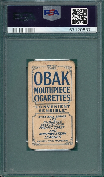 1910 T212-2 Thorsen Obak Cigarettes PSA 1