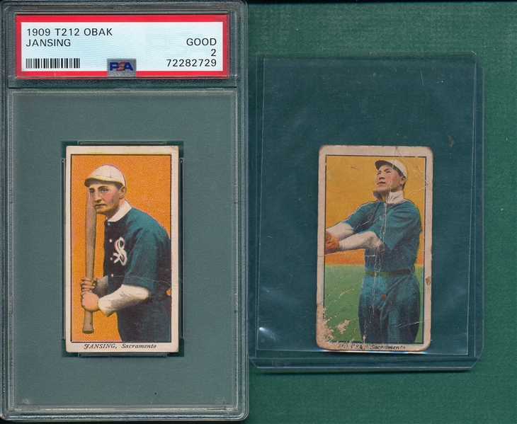 1909 T212-1 Howse & Jansing PSA 2, Obak Cigarettes, Lot of (2)