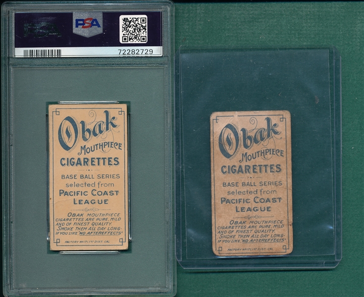 1909 T212-1 Howse & Jansing PSA 2, Obak Cigarettes, Lot of (2)