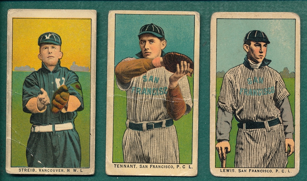 1910 T212-2 Lewis, Streib & Tennant, Lot of (3), Obak Cigarettes