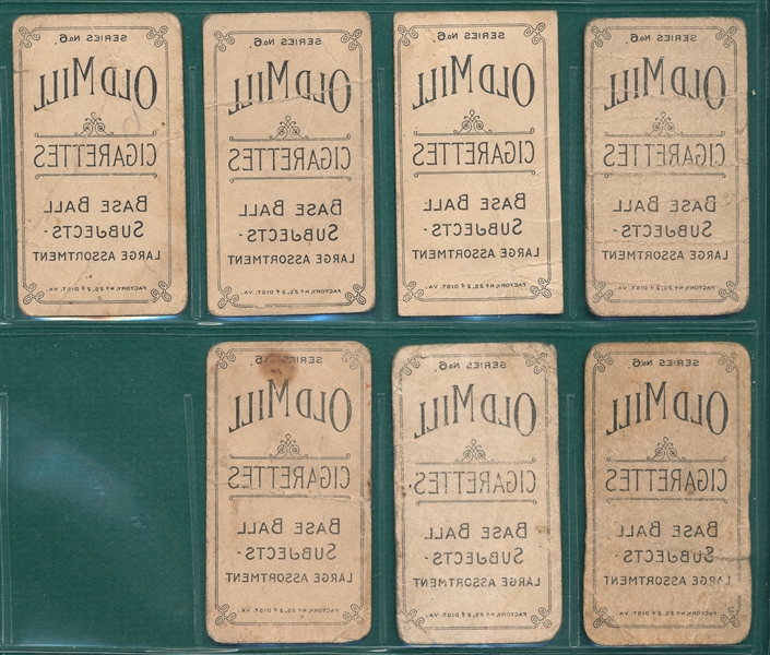 1910 T210-6 Old Mill Cigarettes, Lot of (7) W/ Kuhlmann