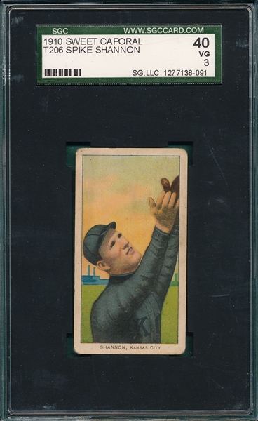 1909-1911 T206 Shannon Sweet Caporal Cigarettes SGC 40