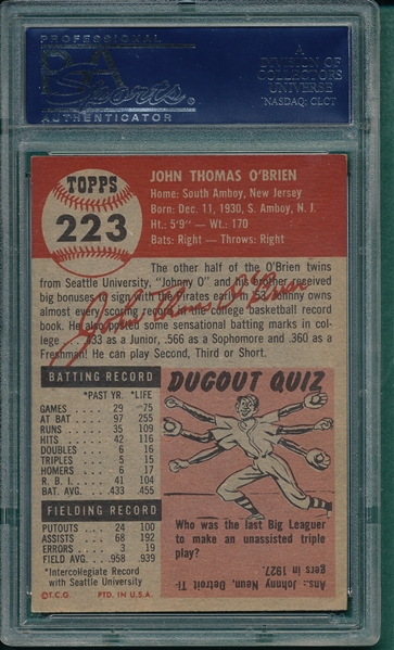 1953 Topps #223 John O'Brien PSA 6 *Hi #*