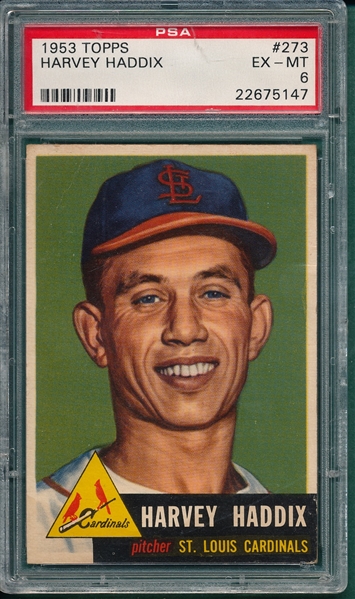 1953 Topps #273 Harvey Haddix PSA 6 *Hi #* *Rookie*