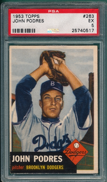 1953 Topps #263 John Podres PSA 5 *Hi #* *Rookie*