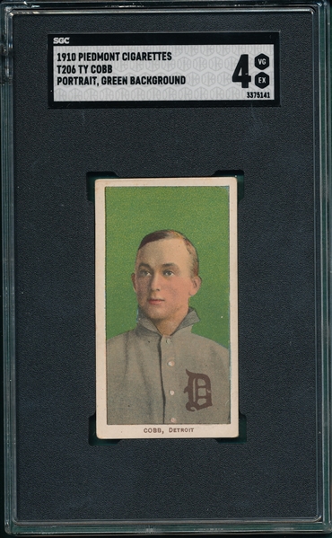 1909-1911 T206 Ty Cobb, Green Portrait, Piedmont Cigarettes SGC 4