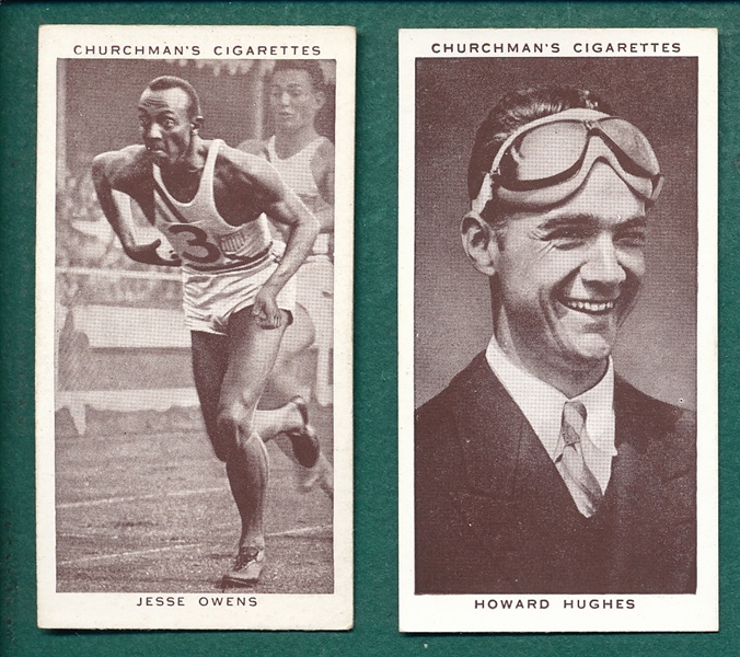 1939 Churchman's Kings of Speed #6 Hughes & #45 Jesse Owens, Lot of (2)