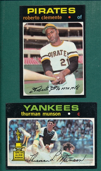 1971 Topps #5 Munson & #630 Clemente, Lot of (2)