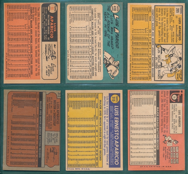 1960-72 Topps Lot of (8) Luis Aparicio