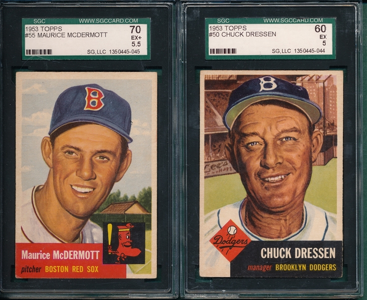 1953 Topps #50 Dressen & #55 McDermott, Lot of (2) SGC