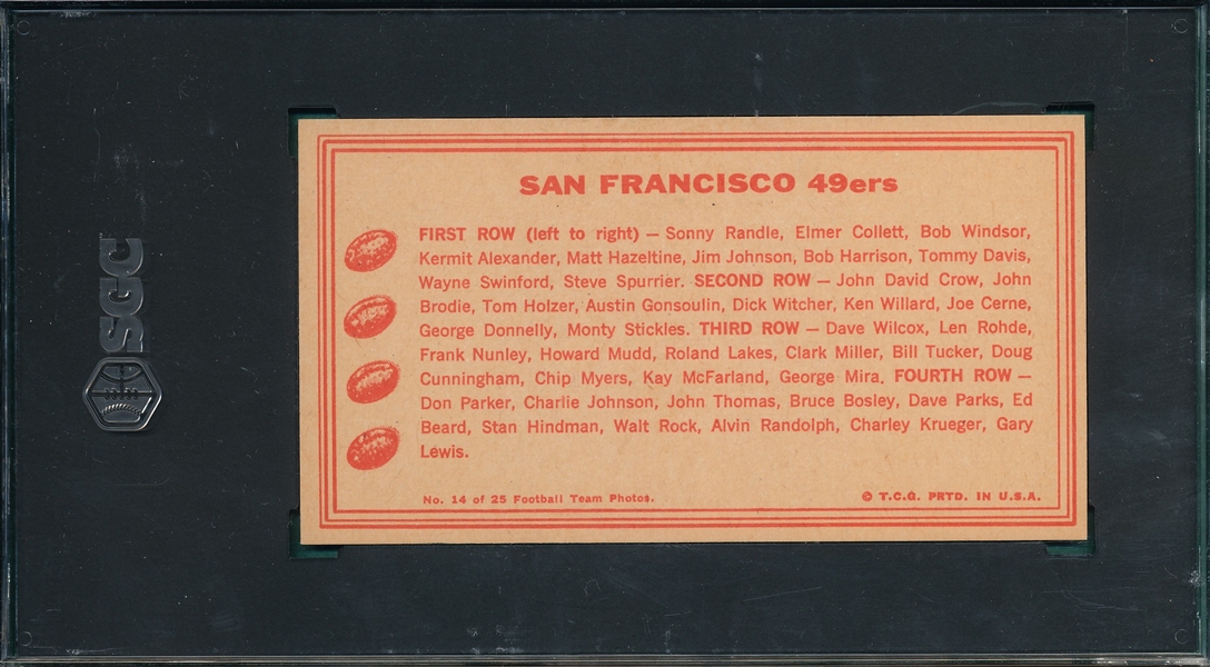 1968 Topps Teams #14 San Francisco 49ers SGC 6