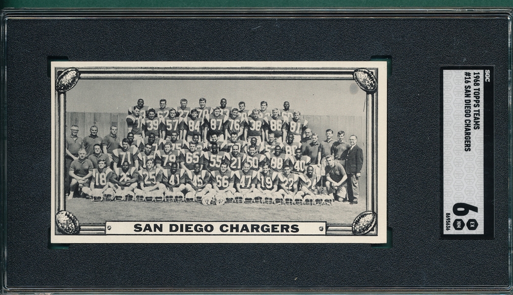 1968 Topps Teams #16 San Diego Chargers SGC 6