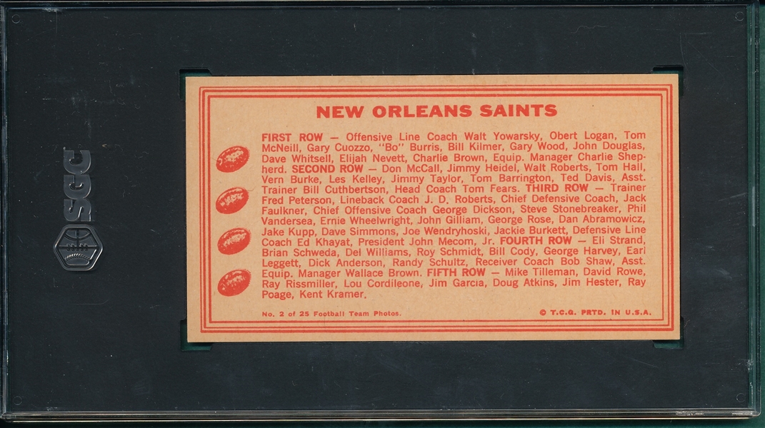 1968 Topps Teams #2 New Orleans Saints SGC 5