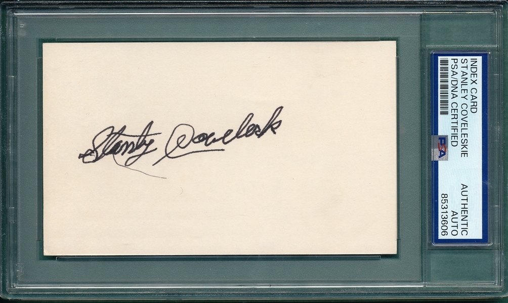 Stanley Coveleskie, Signed Index Card, PSA/DNA Authentic