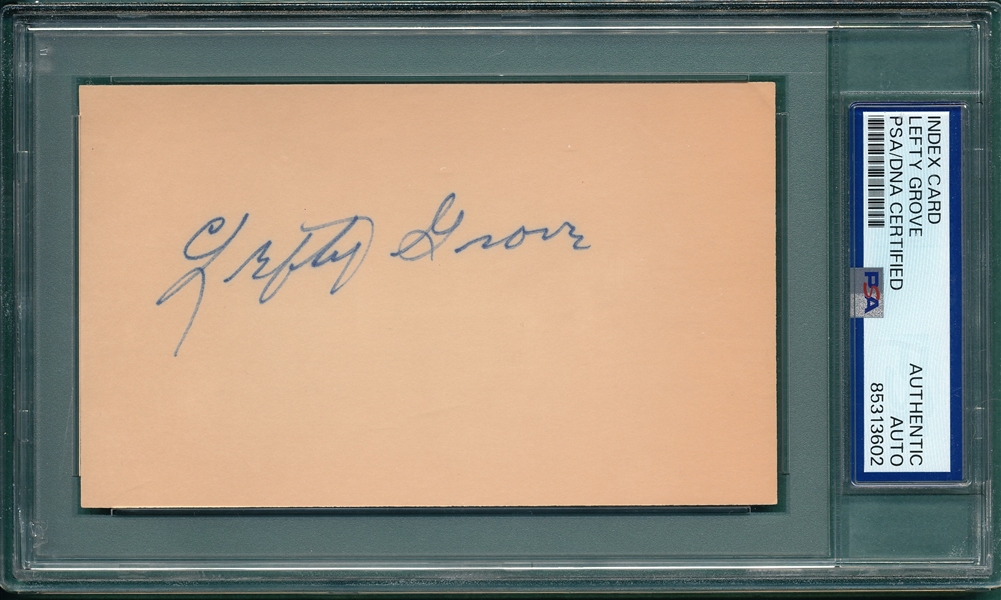 Lefty Grove, Signed Index Card, PSA/DNA Authentic