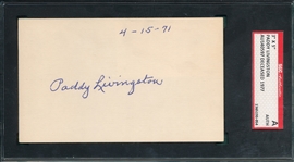 Paddy Livingston, Signed Index Card, SGC Authentic