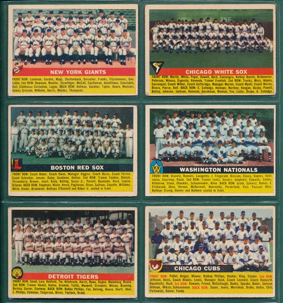 1956 Topps Lot of (6) Team Cards W/ #226 Giants