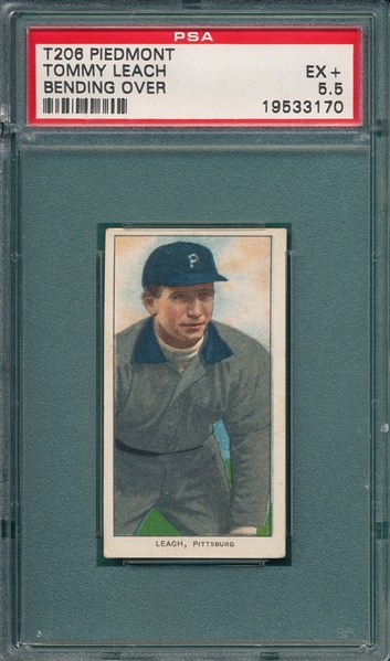 1909-1911 T206 Leach, Bending Over, Piedmont Cigarettes PSA 5.5