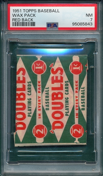 1951 Topps Red Back Unopened Wax Pack PSA 8 