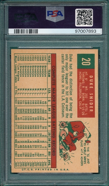 1959 Topps #020 Duke Snider PSA 5