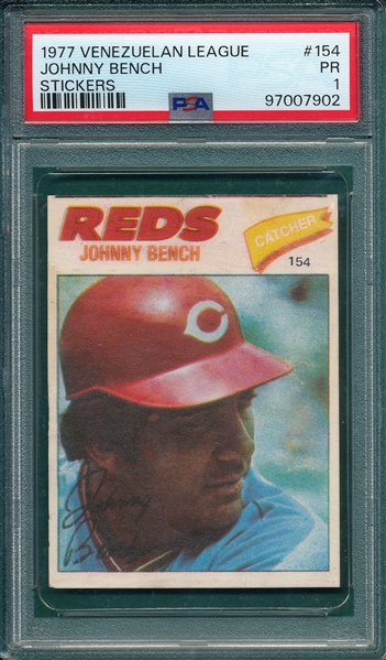 1977 Venezuelan League, Stickers, #154 Bench PSA 1