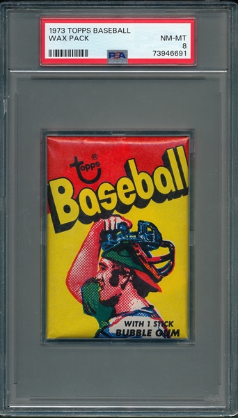 1973 Topps Baseball Unopened Wax Pack PSA 8 *Catcher*