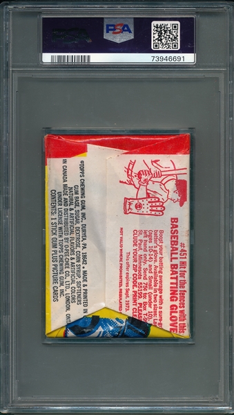 1973 Topps Baseball Unopened Wax Pack PSA 8 *Catcher*