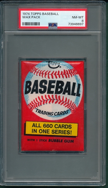 1974 Topps Baseball Unopened Wax Pack PSA 8 