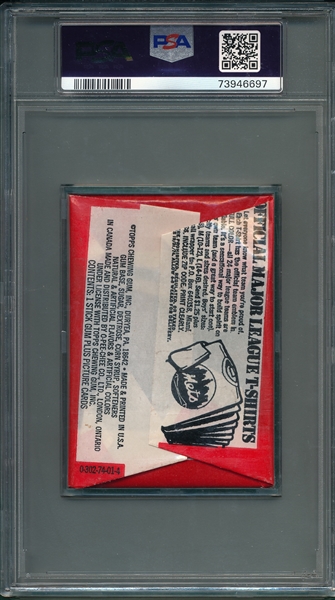 1974 Topps Baseball Unopened Wax Pack PSA 8 