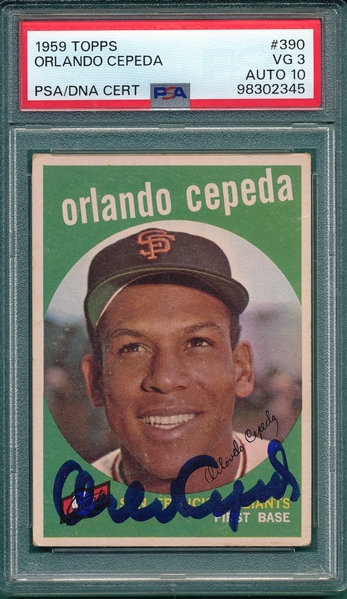 1959 Topps #390 Orlando Cepeda PSA Authentic *Signed*