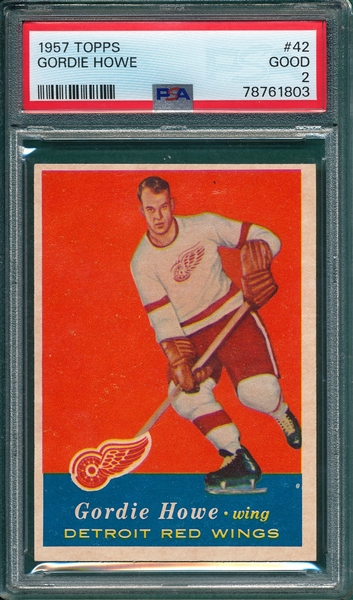 1957 Topps Hockey #42 Gordie Howe PSA 2