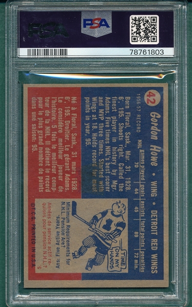 1957 Topps Hockey #42 Gordie Howe PSA 2