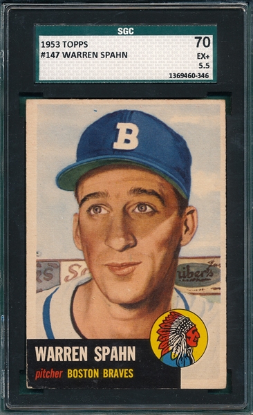 1953 Topps #147 Warren Spahn SGC 70