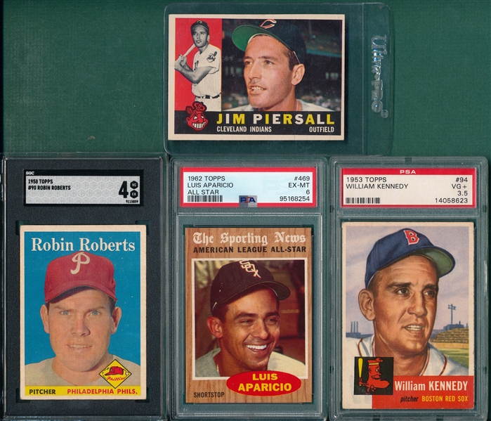 1953-62 Topps Lot of (4) W/ Roberts