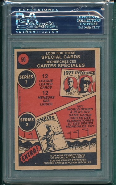 1972 O-Pee-Chee #50 Willie Mays, IA, PSA 7