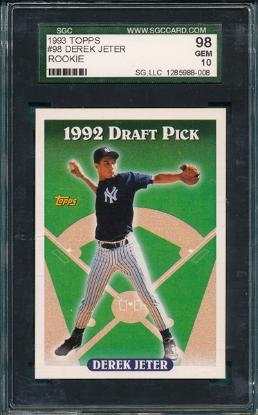 1993 Topps #98 Derek Jeter, Rookie, SGC 98 *Gem Mint*