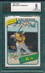1980 Topps #482 Rickey Henderson BGS 8